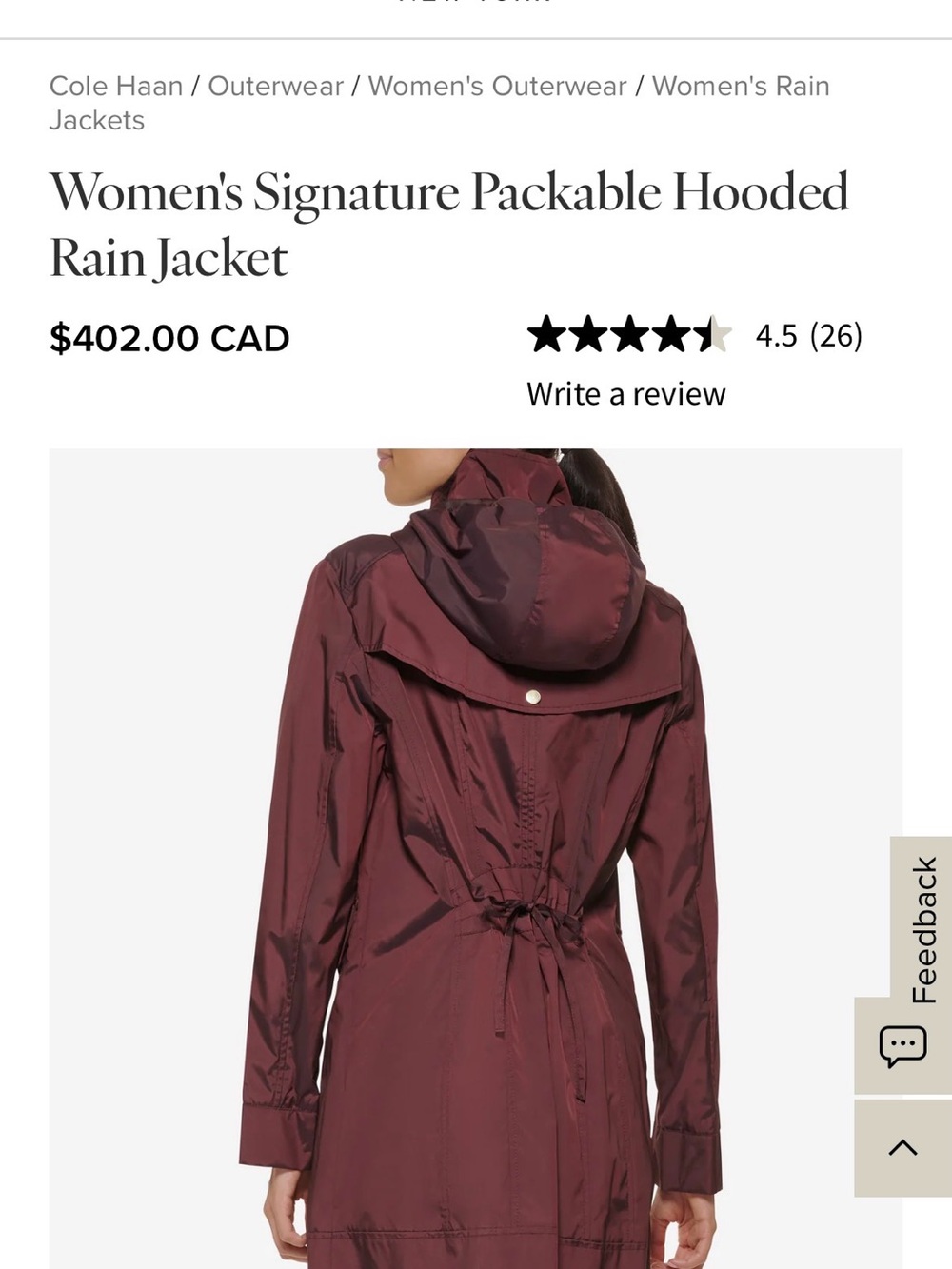 Cole Haan Women's Packable Olive Green Rain Jacket - Picture 10 of 10